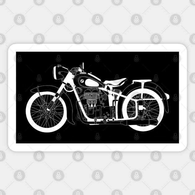 BMW R25 White Outline Magnet by kindacoolbutnotreally